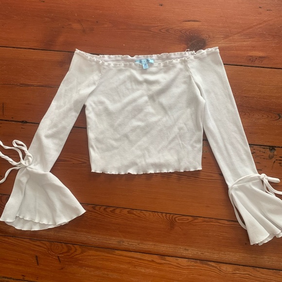 She and Sky Tops - She + Sky Cropped Bell Sleeve Tube Top